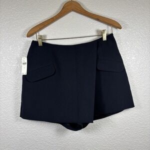 NWT Anthropologie Maeve Preppy Tailored Faux Wrap Skort Black Size 8 Academia
